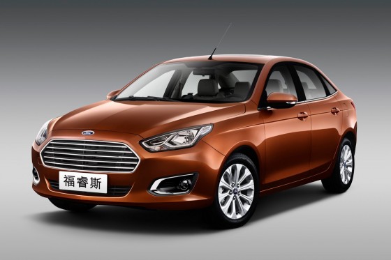 The all-new Ford Escort is unveiled at Auto China 2014